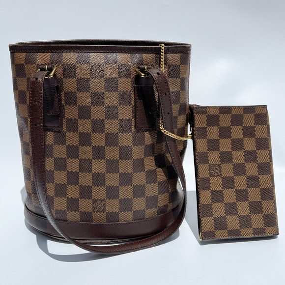 Authentic✅ Louis Vuitton Damier Marais Bucket Shoulder Bag + Zip Pouch - Picture 3 of 12
